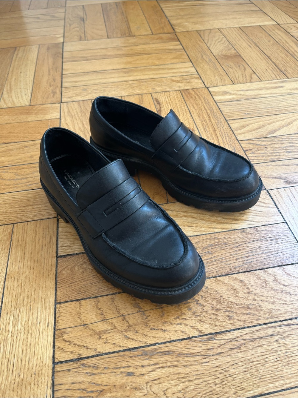 Women’s Black Leather Penny Loafers